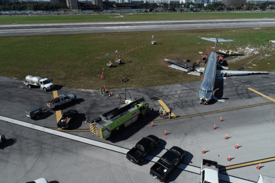 Air accident scene in miami of red air